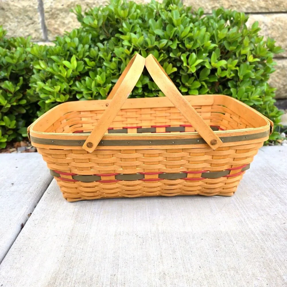 Longaberger 1996 Holiday Hostess Large Gathering Basket Combo swinging handles